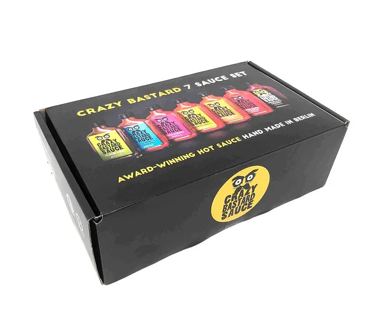 Crazy Bastard Hot Sauce (7 x 100ml) 7er Set - Mild bis Sehr Scharf